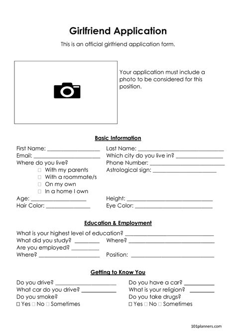 boyfriend/ girlfriend application|Official Girlfriend Application Form (Free Download)